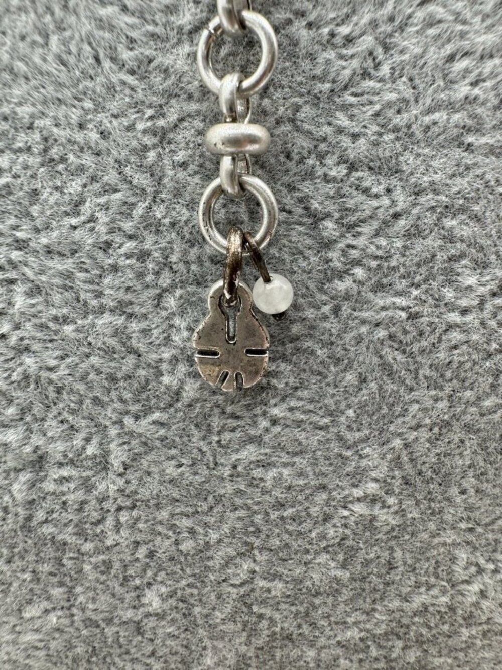 Lucky Brand Silver Tone Charm Necklace Fish Shell Abalone Boho Look Pendant - Picture 9 of 14